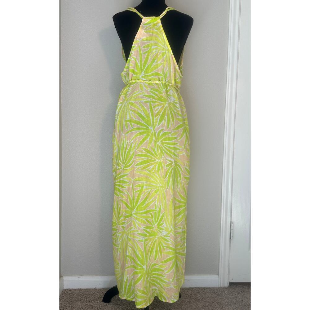 Sigrid Olsen Linen Blend Maxi Cover-Up Dress, Palms Print, Coastal Beachy Small - Picture 3 of 10